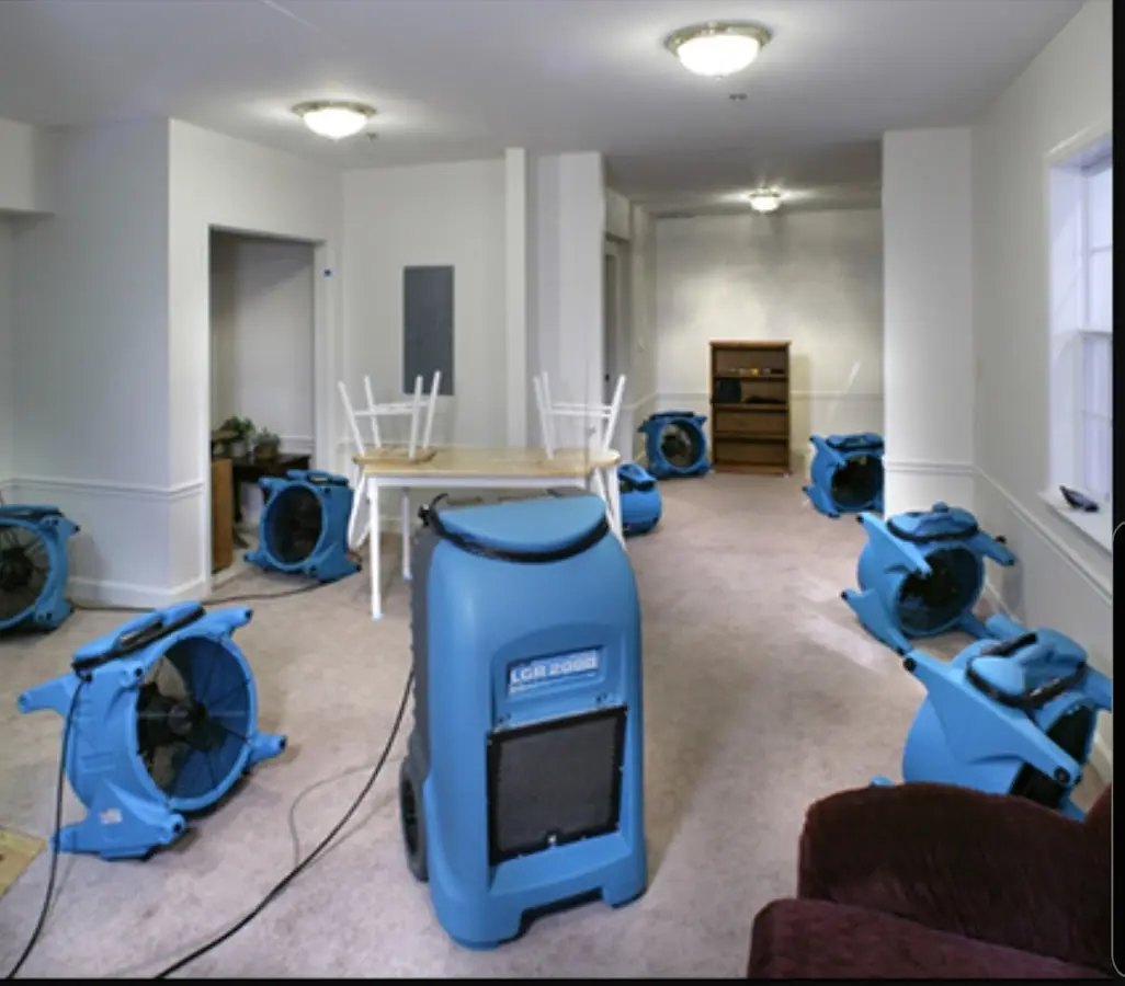 Air movers and dehumidifier setup for Water Extraction & Removal in Aiken